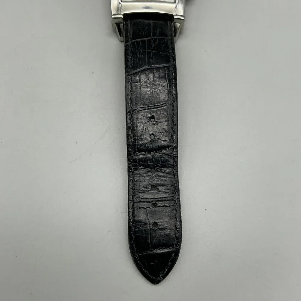 Stauer Mens Watch 35mm White Dial Black Leather Automatic Moon Phase For Parts